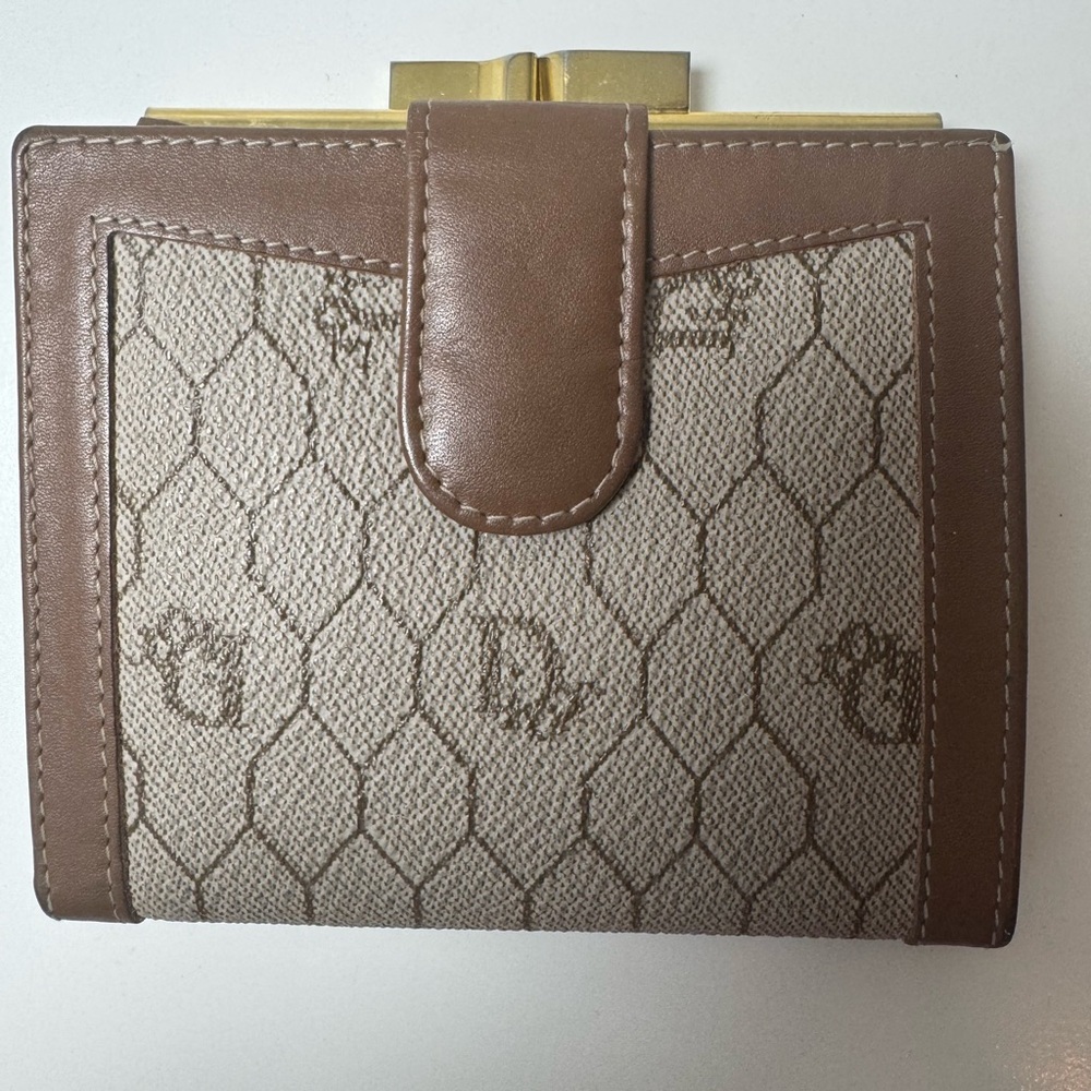 Christian Dior Vintage Women’s Bifold Honeycomb Monogram Canvas Compact Wallet